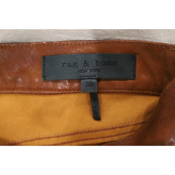 Rag & Bone Womens Sz 30 Hana Lamb Leather Pants Brown Highrise Crop Wide Leg - Picture 6 of 11